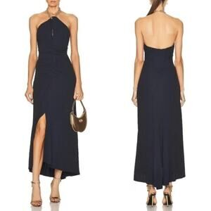 Veronica Beard Reze Gold Chain Halter Maxi Ink M